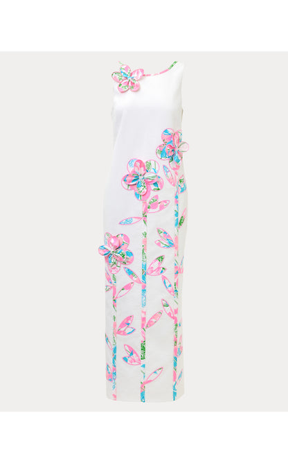 Marleigh Stretch Maxi Shift Dress - Resort White