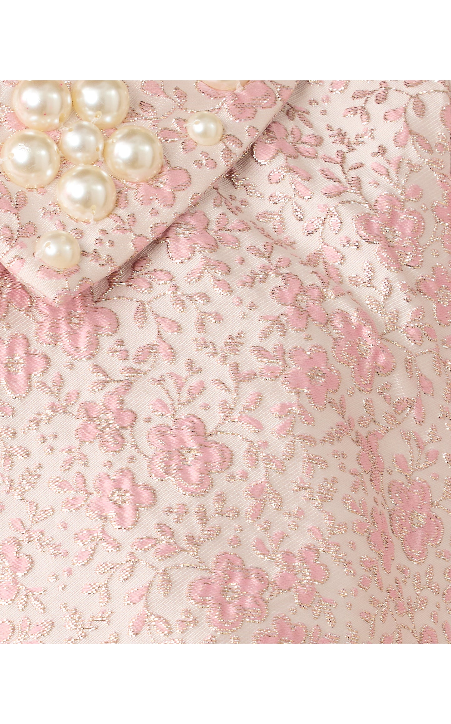 Mylan Short Sleeve Shift Dress - Conch Shell Pink Ritsy Ditsy Metallic Brocade