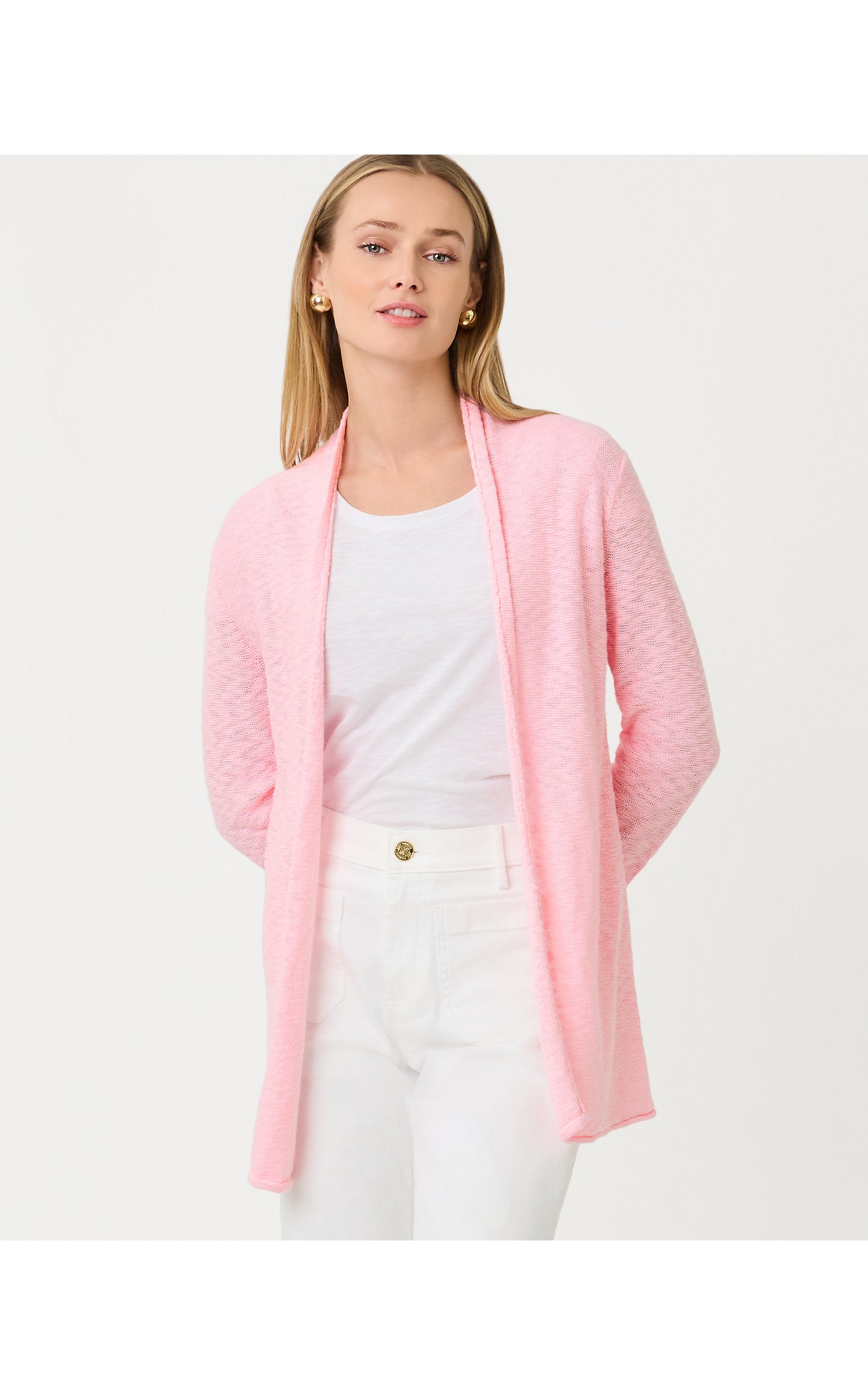Faretta Long Length Cardigan -Pink Muse