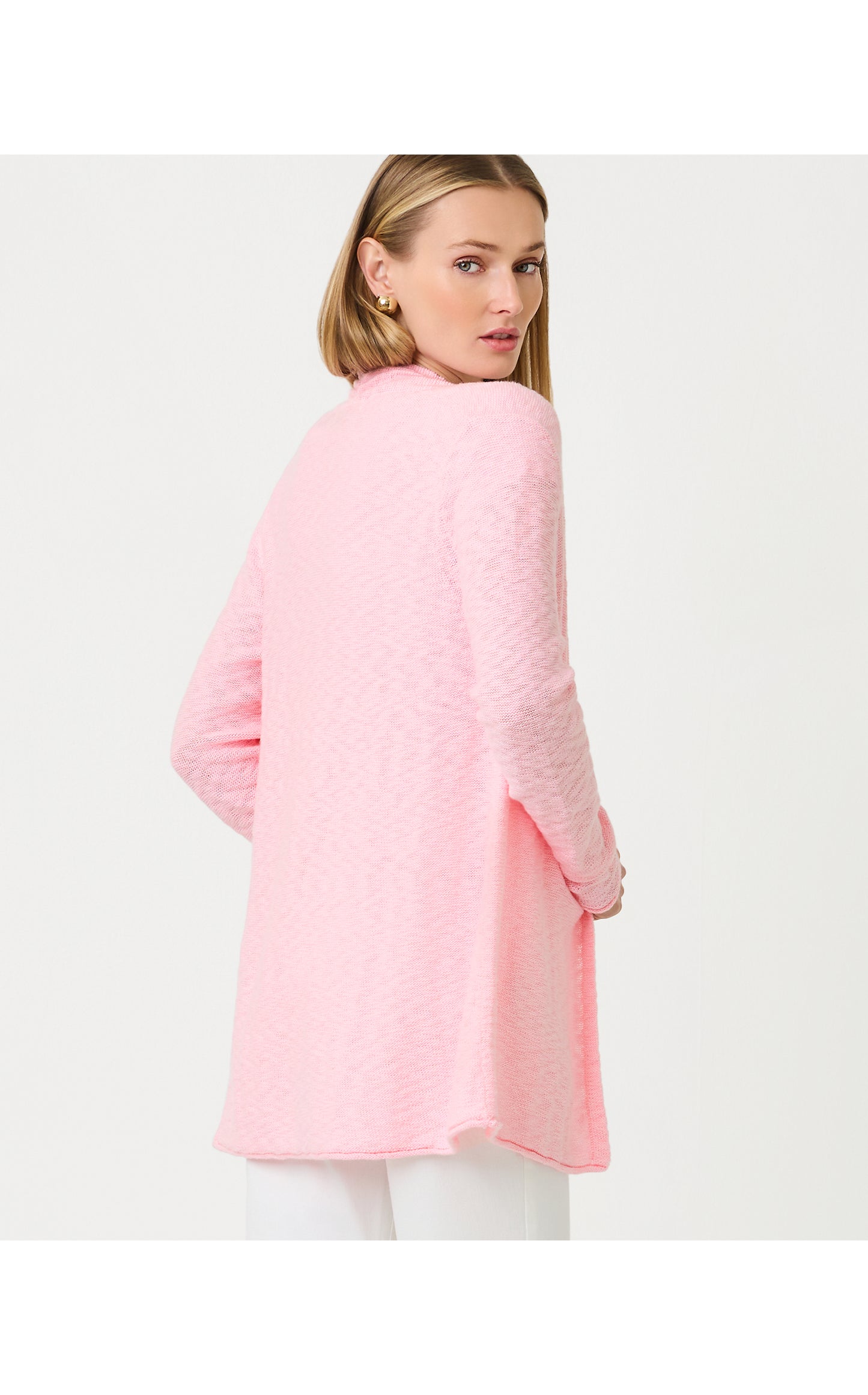 Faretta Long Length Cardigan -Pink Muse
