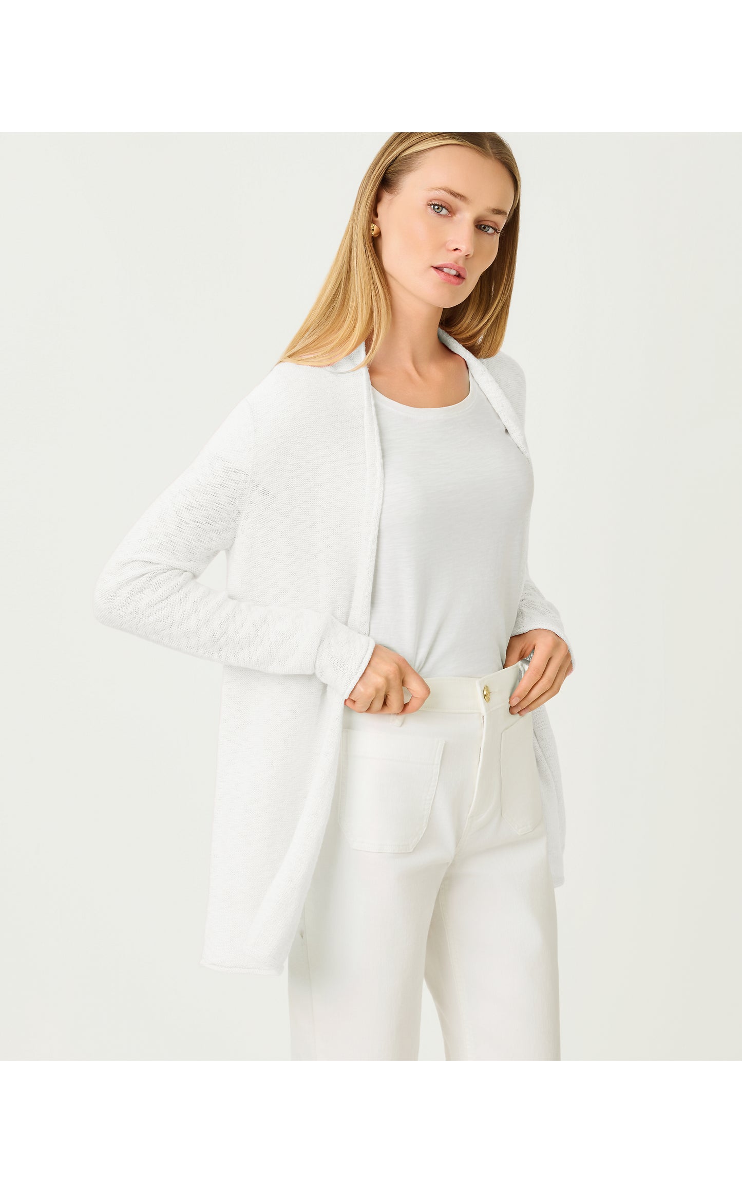 Faretta Long Length Cardigan - Resort White