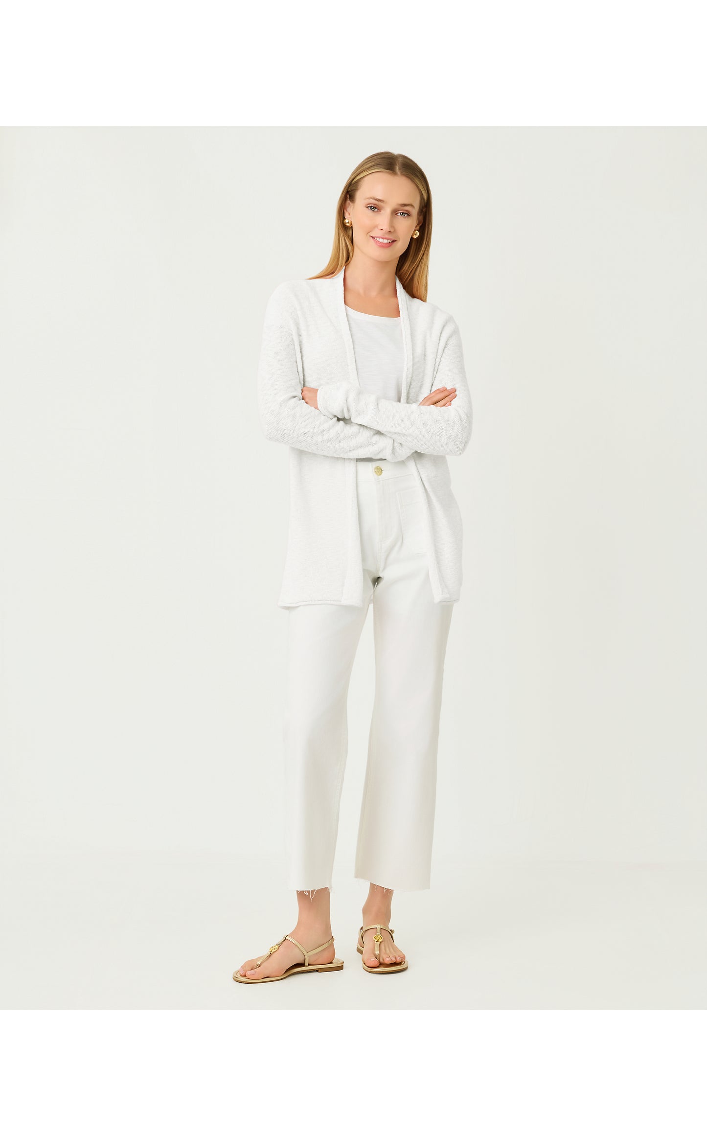 Faretta Long Length Cardigan - Resort White