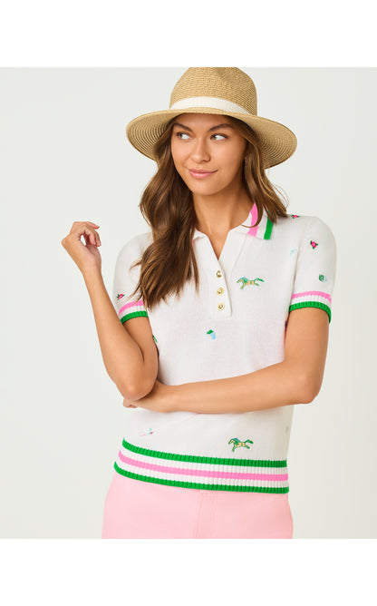 Suzette Embroidered Sweater - Resort White Derby Ditsy Embroidery