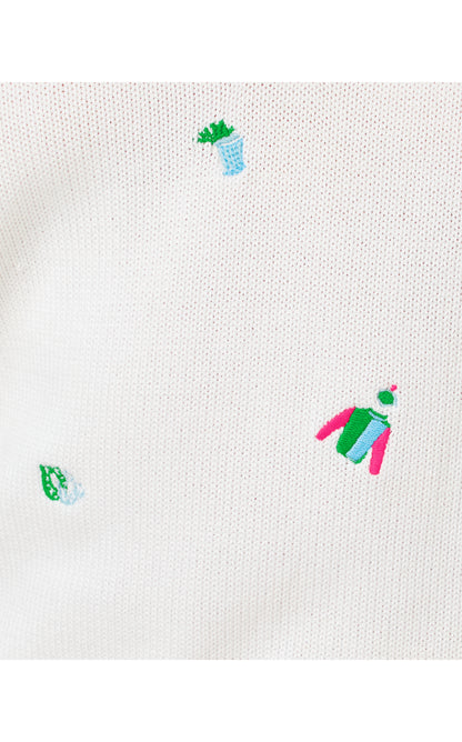 Suzette Embroidered Sweater - Resort White Derby Ditsy Embroidery