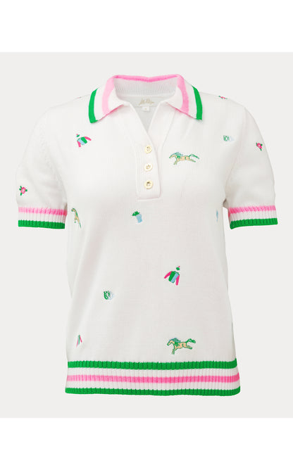 Suzette Embroidered Sweater - Resort White Derby Ditsy Embroidery