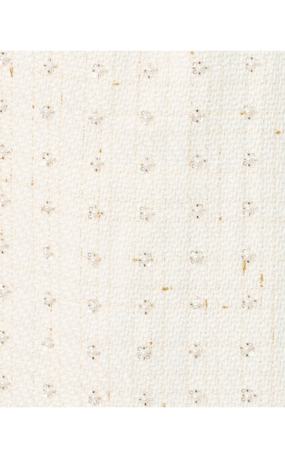 Anders Skirted Romper - Resort White Flower Pearl Embellished Boucle