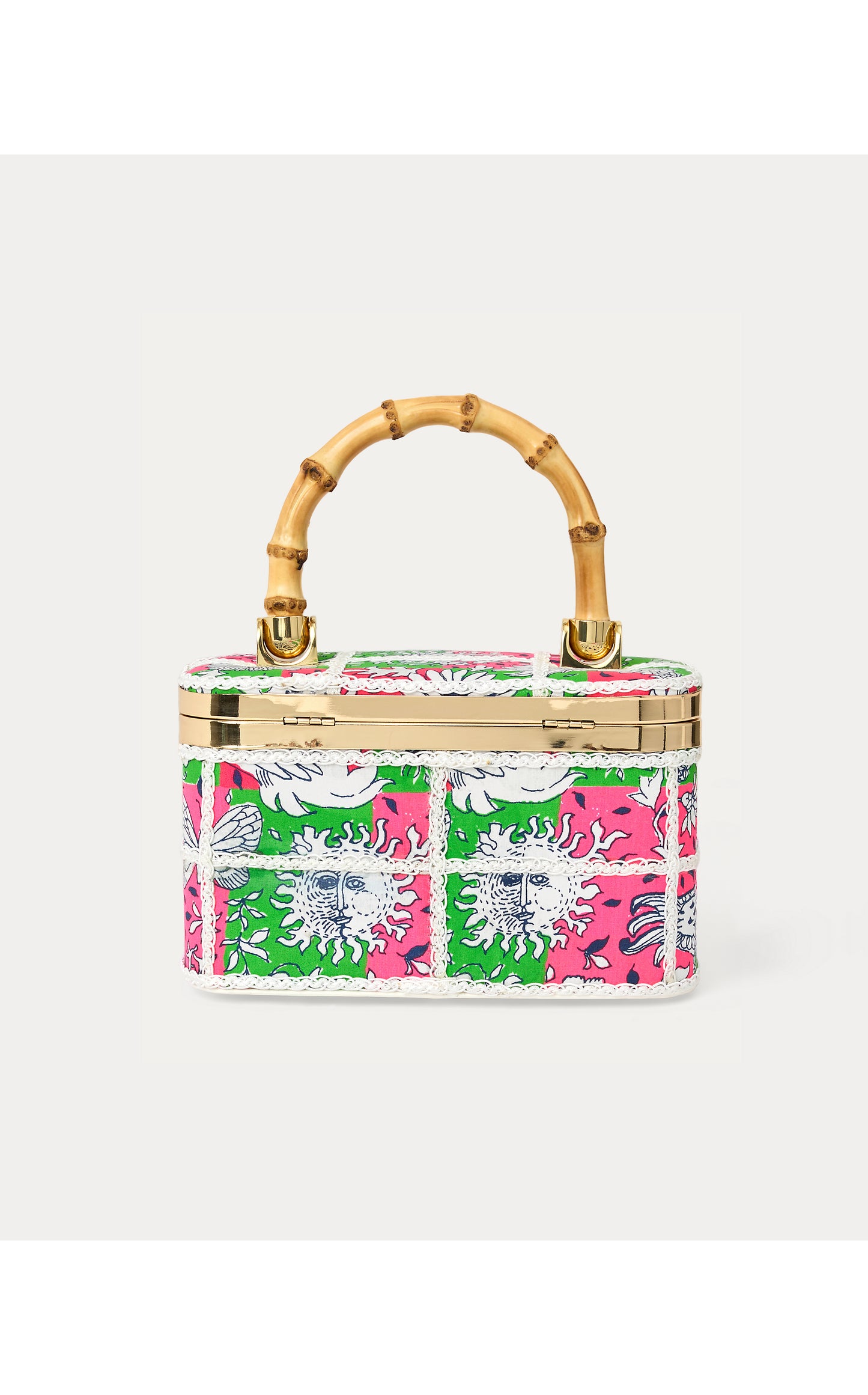 Millie Bamboo Top Handle Bag - Cherry Blossom Pink Lil Chicken Check