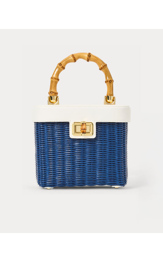 Sienna Top Handle Wicker Bag - Starlight Navy