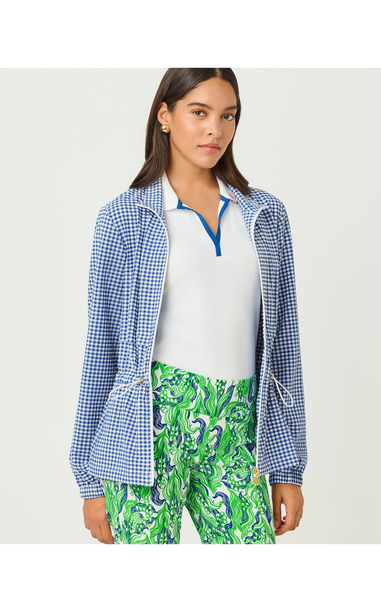 UPF50+ Romilly Performance Jacket - Starlight Navy Mini Performance Gingham