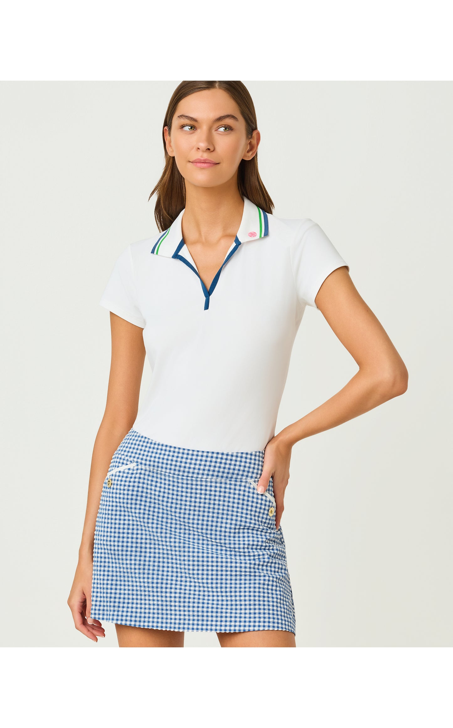 UPF50+ Thera Skort - Starlight Navy Mini Performance Gingham