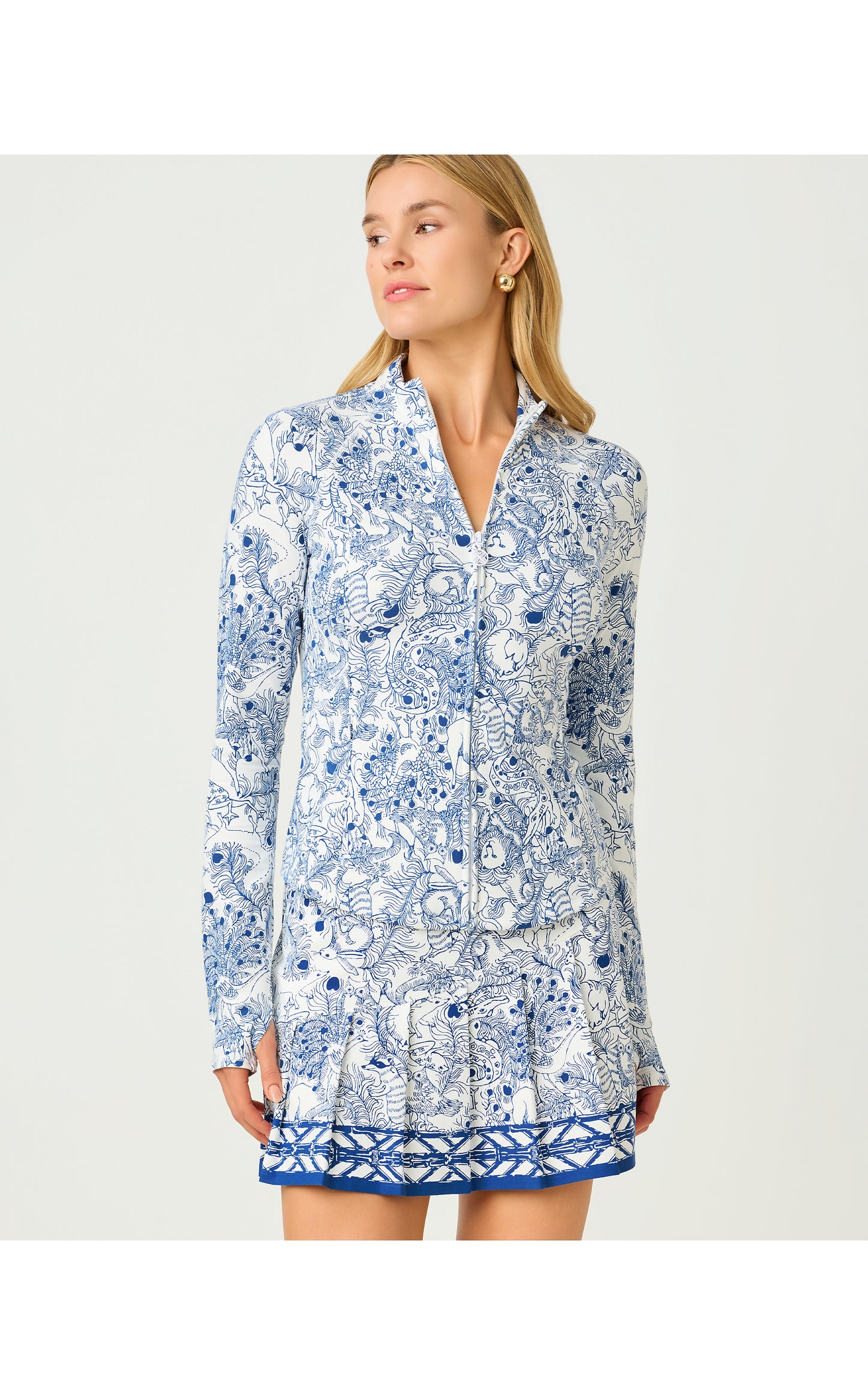 UPF50+ Barbados Zip-up Jacket - Starlight Navy Crossgrain Zoology