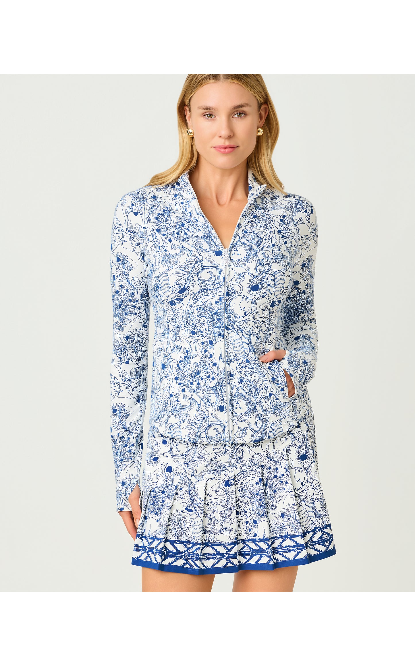 UPF50+ Barbados Zip-up Jacket - Starlight Navy Crossgrain Zoology