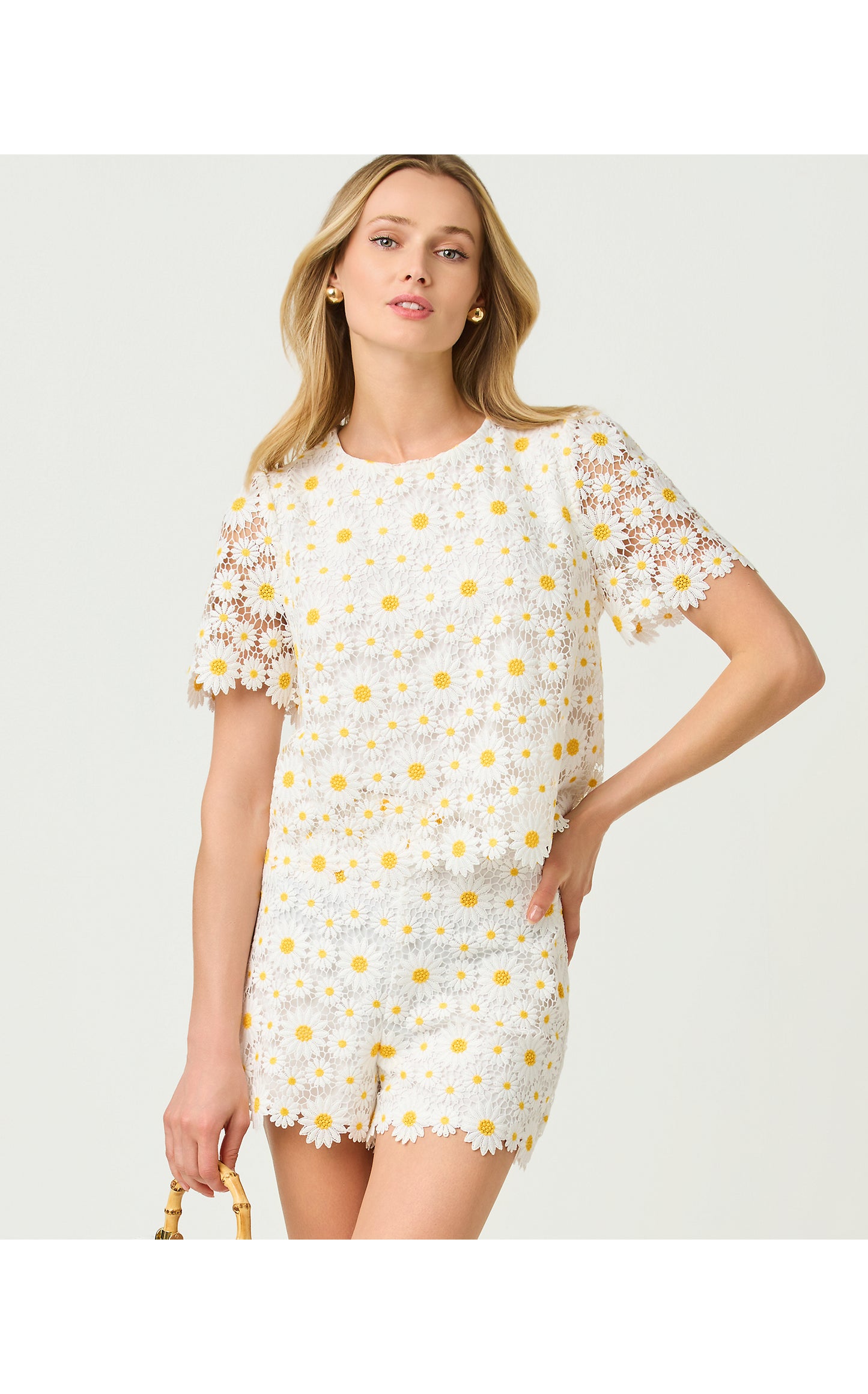 3" Devra High Rise Lace Short - Resort White Fresh As A Daisy Lace