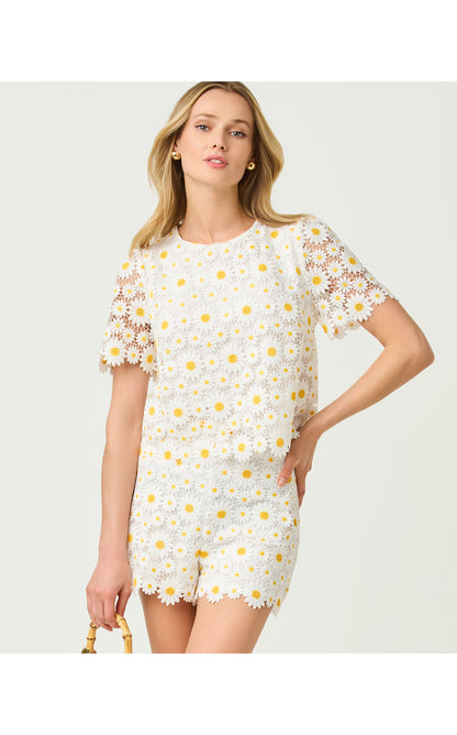 3" Devra High Rise Lace Short - Resort White Fresh As A Daisy Lace