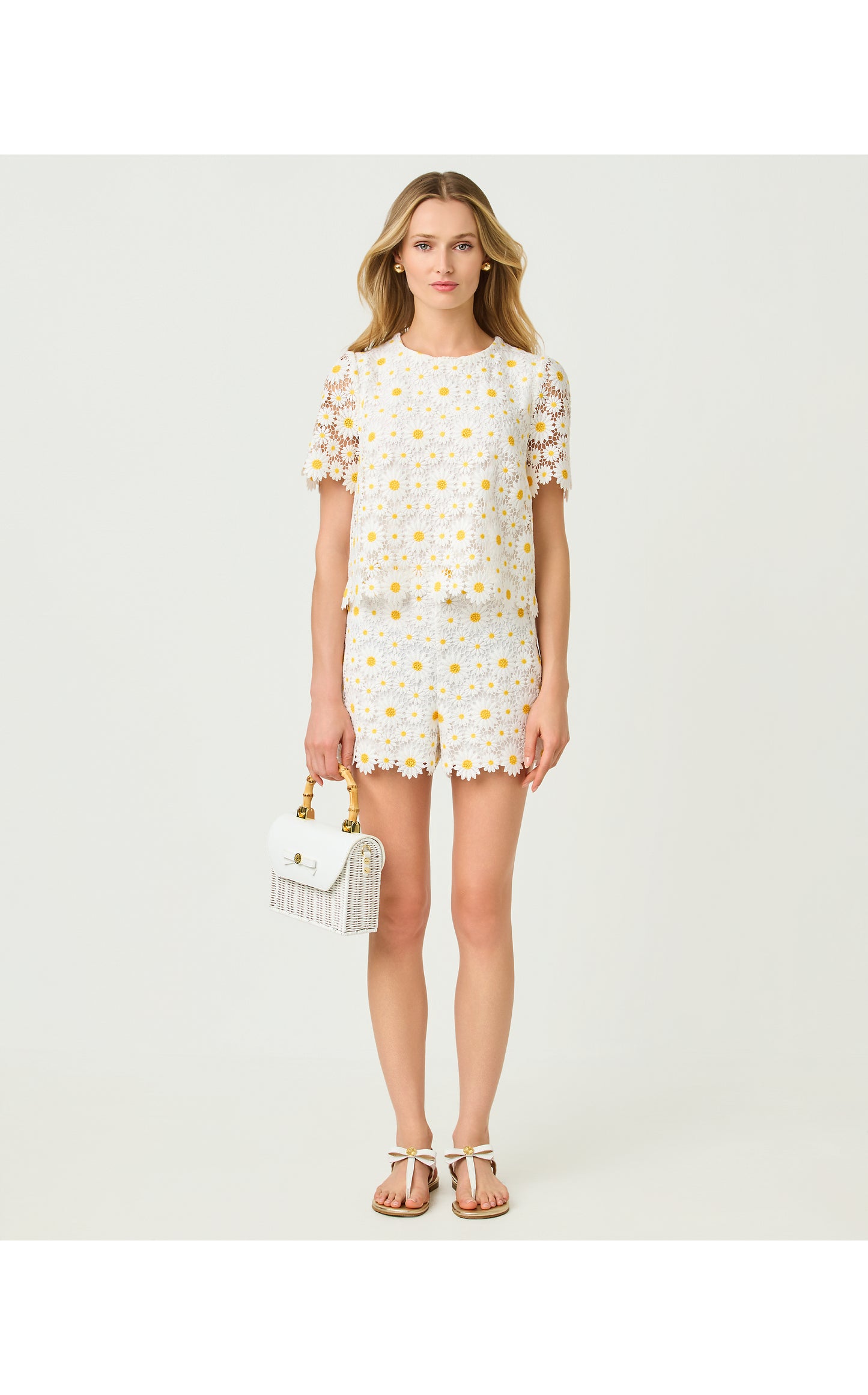 3" Devra High Rise Lace Short - Resort White Fresh As A Daisy Lace