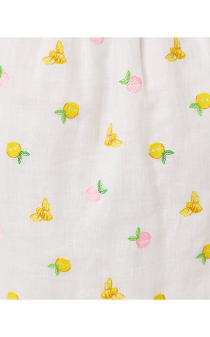 Abralynn Embroidered Linen Shirtdress - Pink Muse Lemon Bee Half Drop