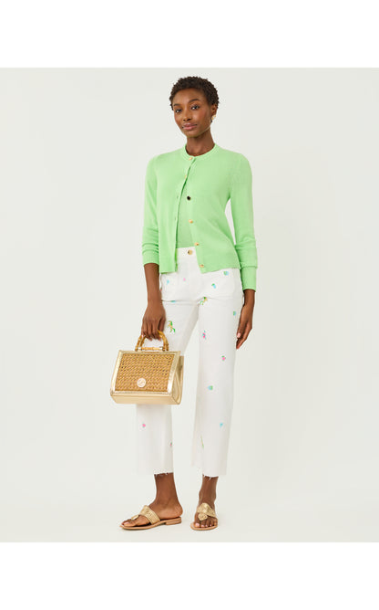 Harleen High Rise Crop Jean - Resort White Derby Ditsy Embroidery