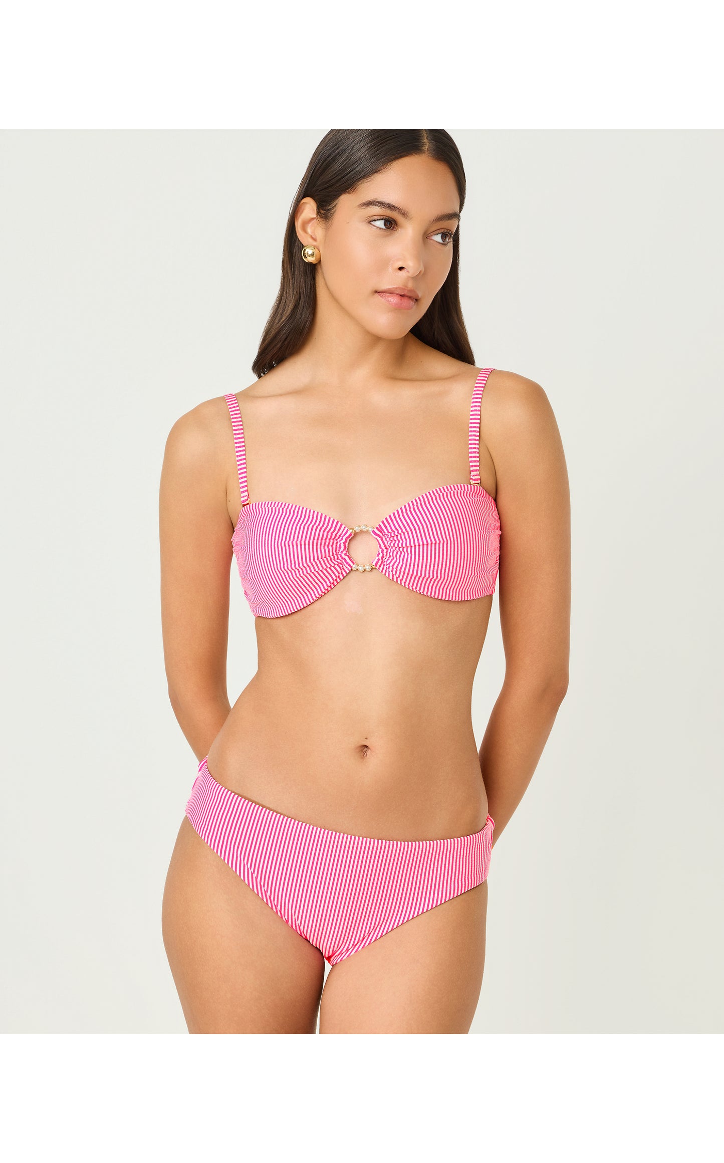 Betie Swim Bottom - Cherry Blossom Pink Seersucker Stripe