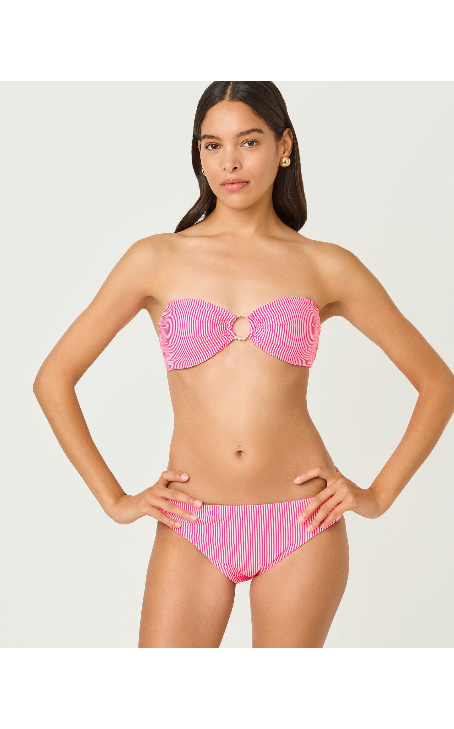 Betie Swim Bottom - Cherry Blossom Pink Seersucker Stripe