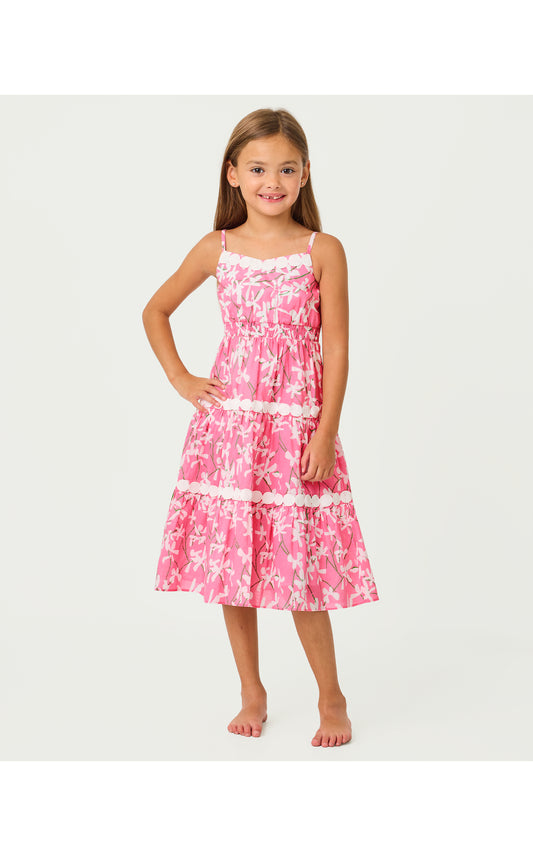 Girls Mini Zanna Midi Dress- Confetti Pink Liza
