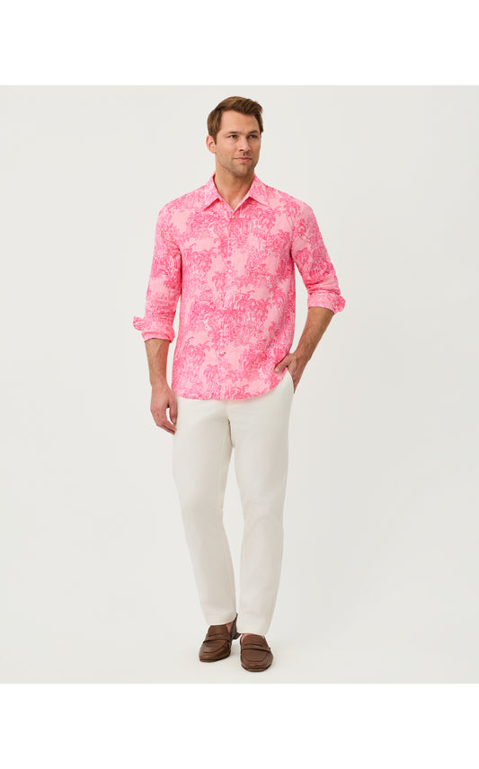 Men's Stuff Addison Button Down Shirt - Conch Shell Pink Palm Beach Destination