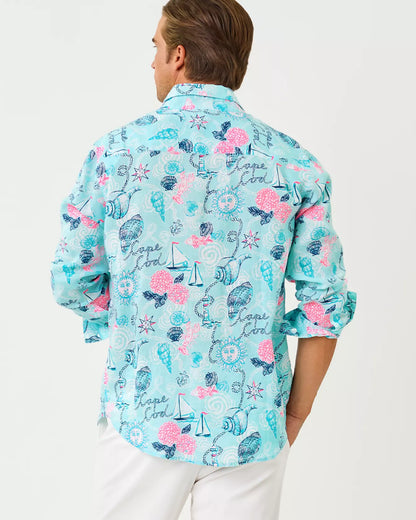 Men's Stuff Addison Button Down Linen Shirt -  Day Dream Blue Cape Cod Destination