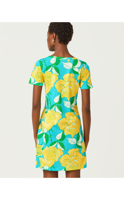 Cody Short Sleeve Dress - Blue Curacao Rose Bud