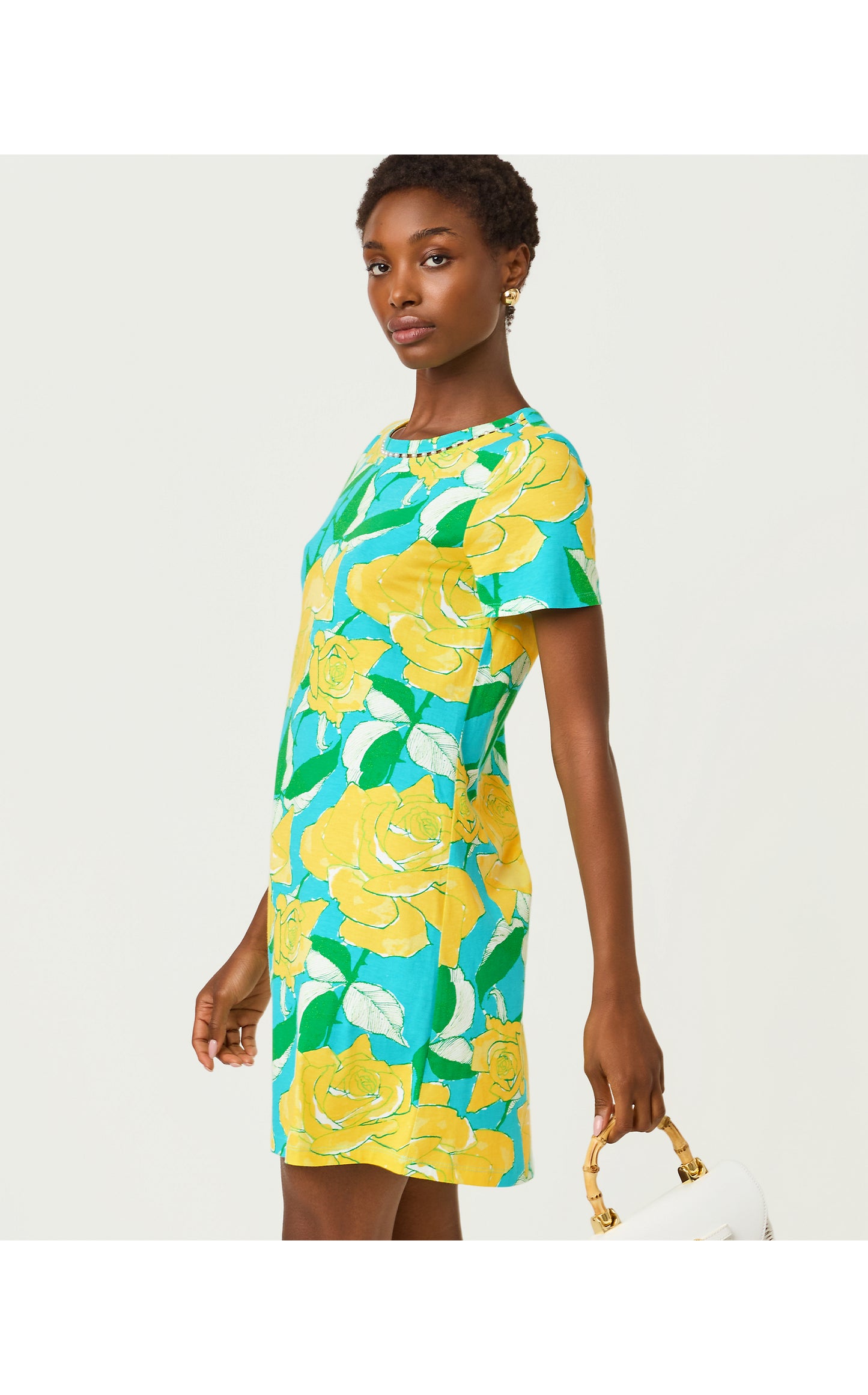 Cody Short Sleeve Dress - Blue Curacao Rose Bud