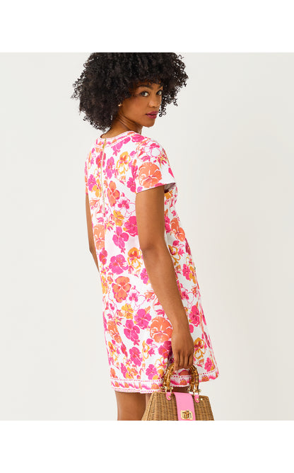 Linnea Shift Dress - Resort White Pansy Fansy Engineered Knit Shift