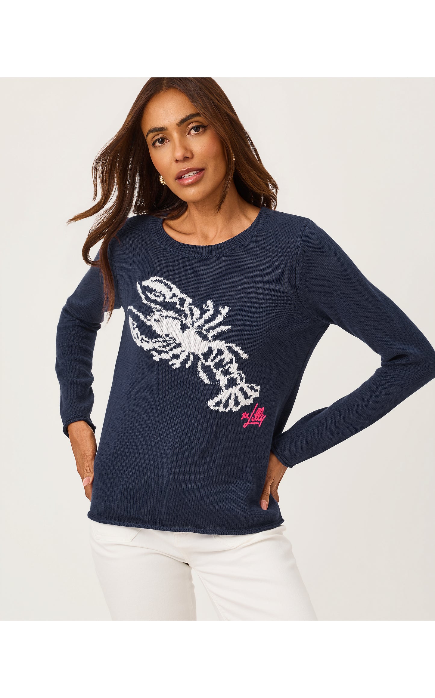 Kellyn Sweater - Low Tide Navy Nautical Lobster Jacquard