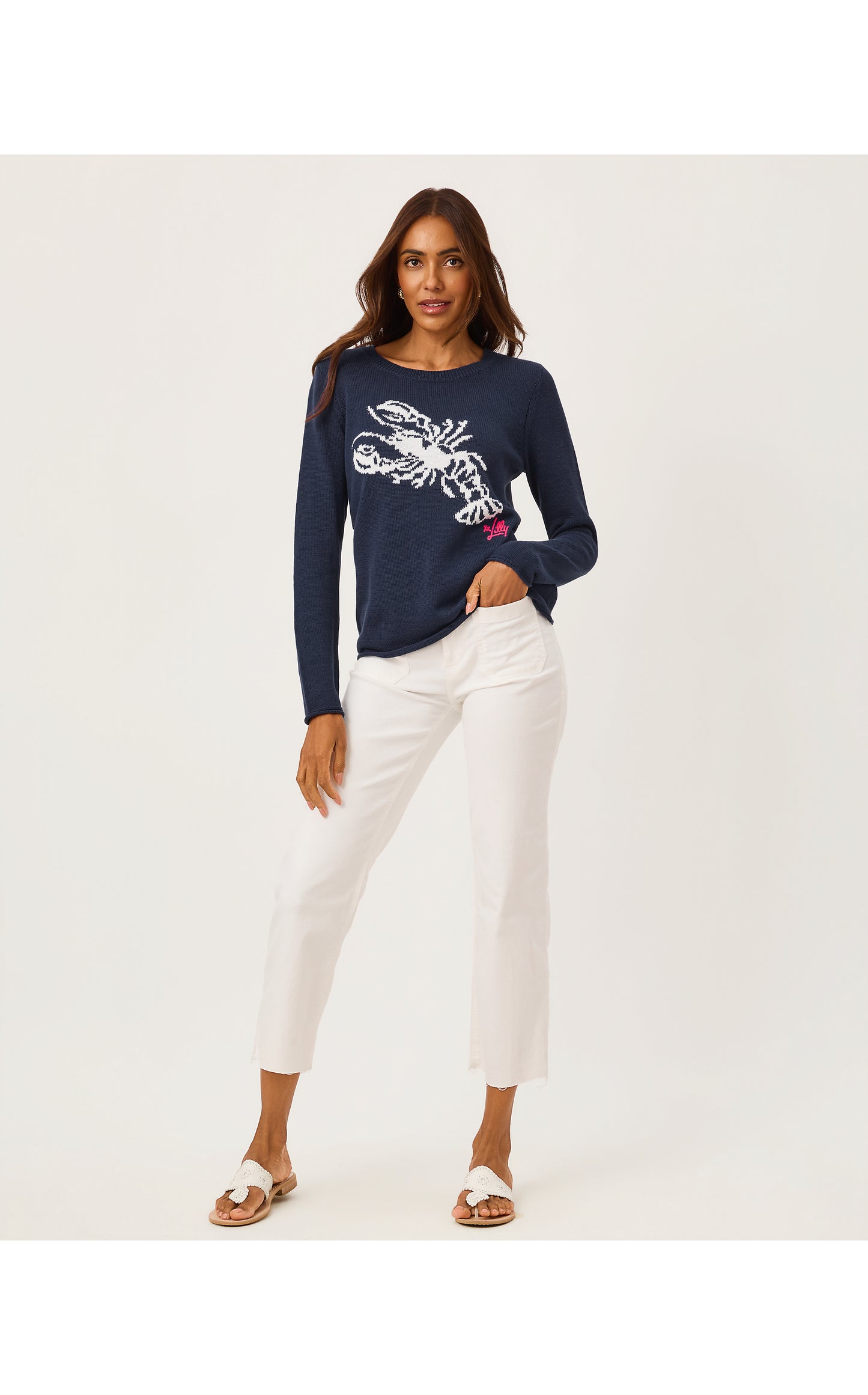 Kellyn Sweater - Low Tide Navy Nautical Lobster Jacquard