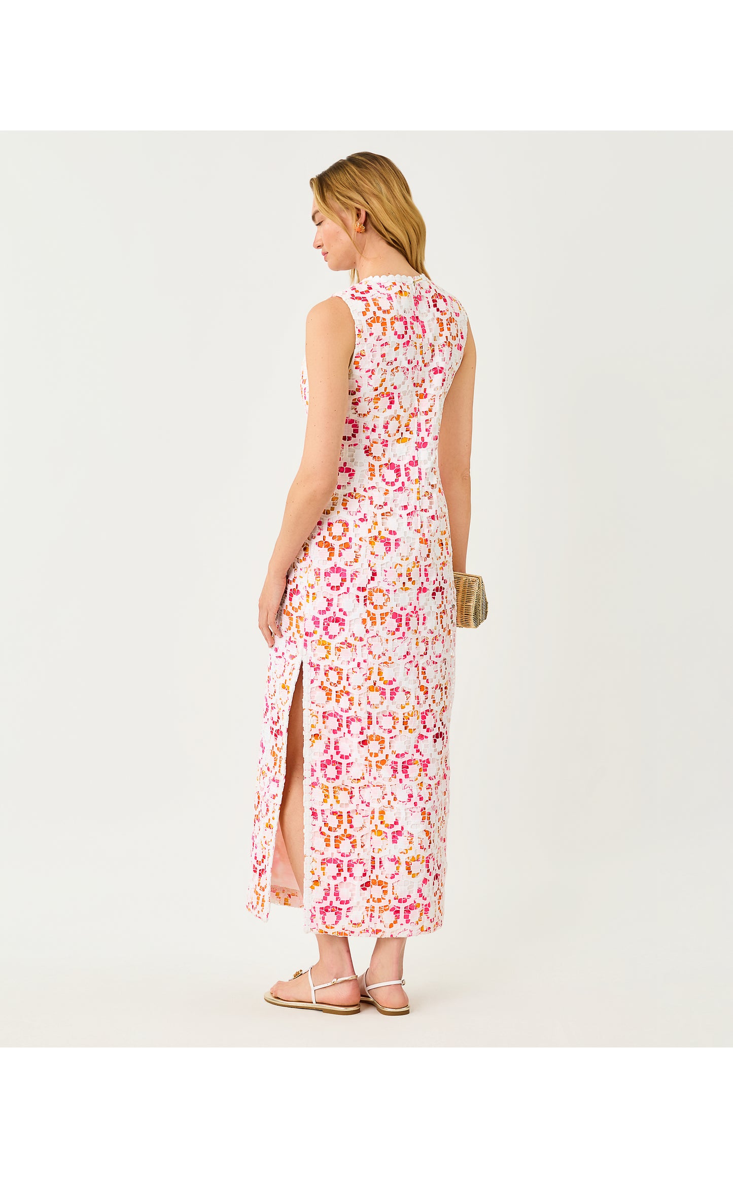 Kitt Maxi Shift Dress -Resort White Pansy Fansy