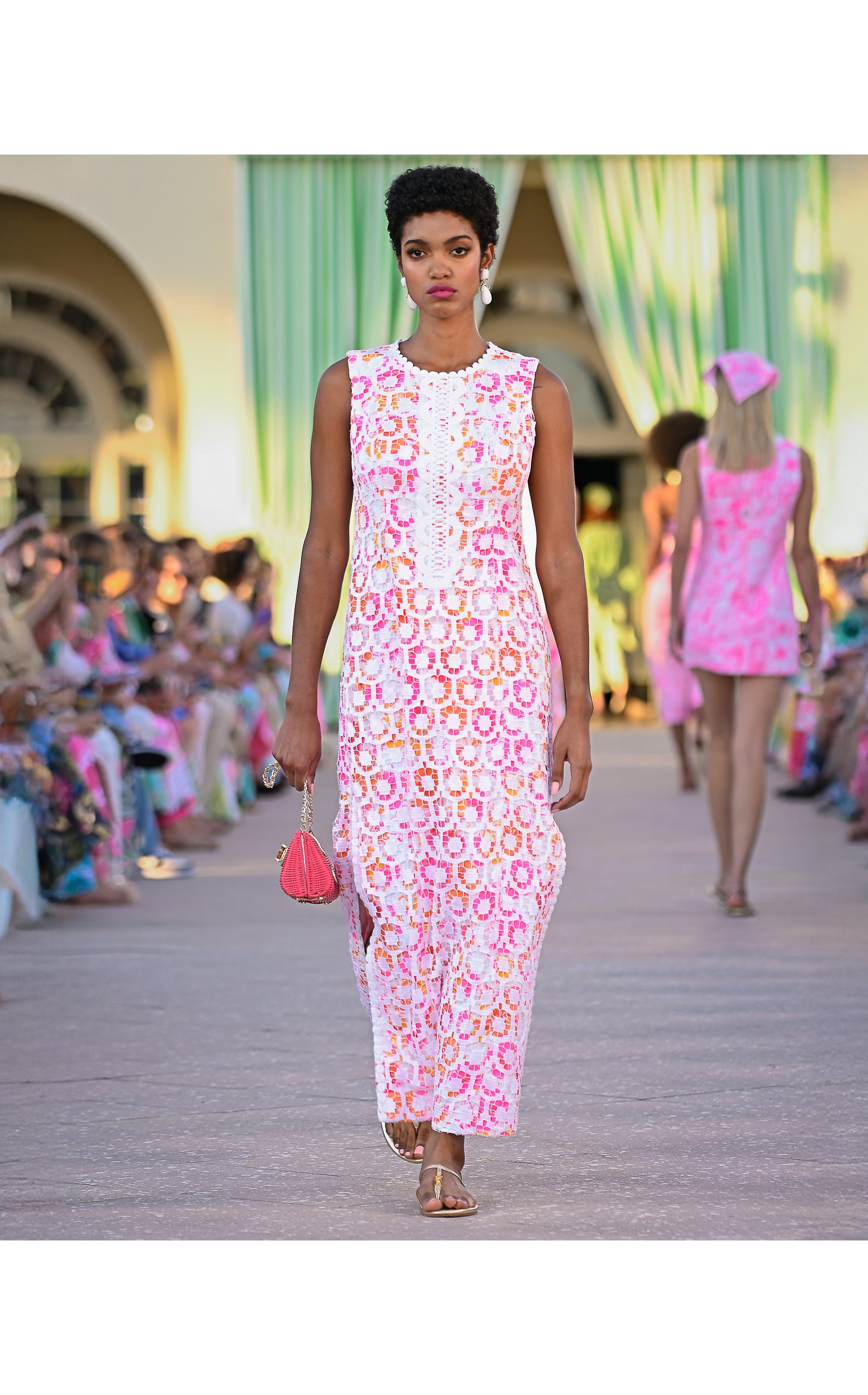 Kitt Maxi Shift Dress -Resort White Pansy Fansy