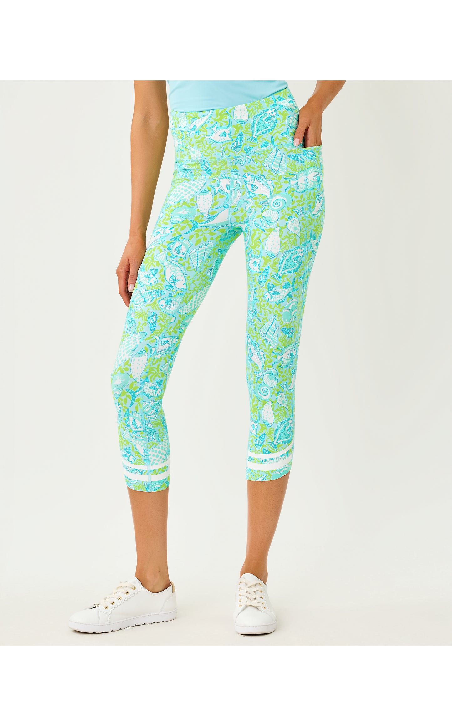 UPF50+ Luxletic 21" Weekender High Rise Crop Legging - Day Dream Blue Crossgrain Throw Me A Line
