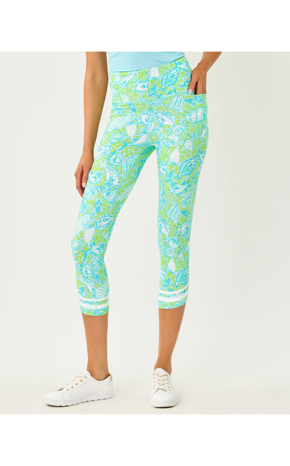 UPF50+ Luxletic 21" Weekender High Rise Crop Legging - Day Dream Blue Crossgrain Throw Me A Line