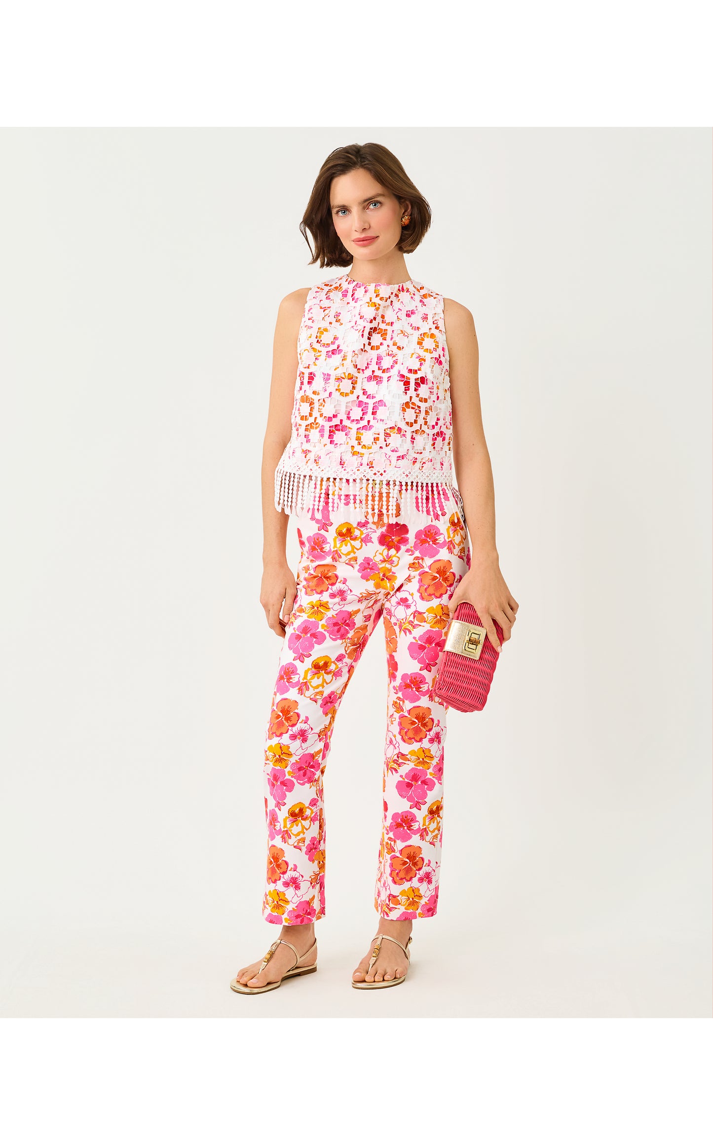 Carwyn Crop Flare - Resort White Pansy Fansy