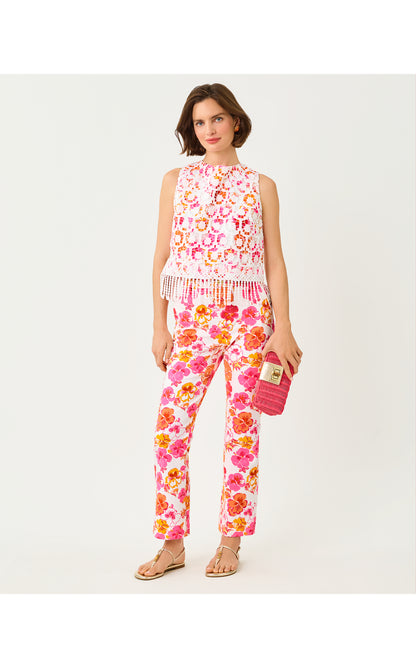 Carwyn Crop Flare - Resort White Pansy Fansy