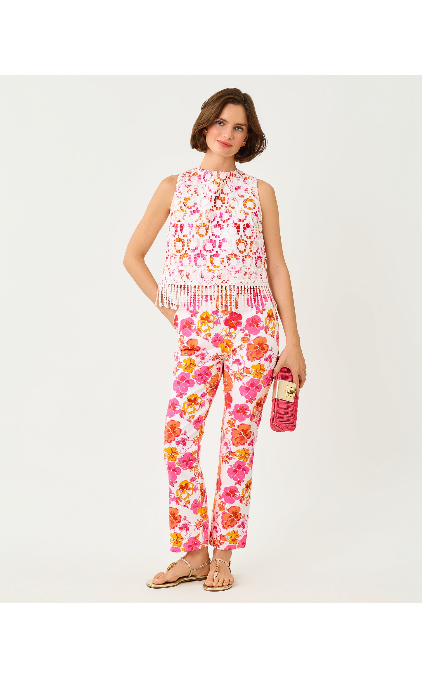 Carwyn Crop Flare - Resort White Pansy Fansy