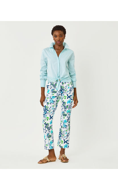 Carwyn Crop Flare - Resort White Sea Blooms