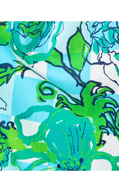 Ivella Strapless Maxi Dress - Capri Blue Rousseaus Roses Overlay