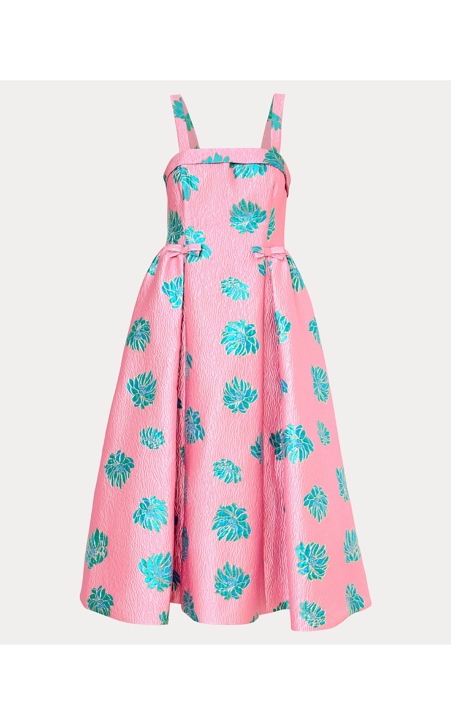 Rissy Midi Dress - Conch Shell Pink Jungle Flower Brocade