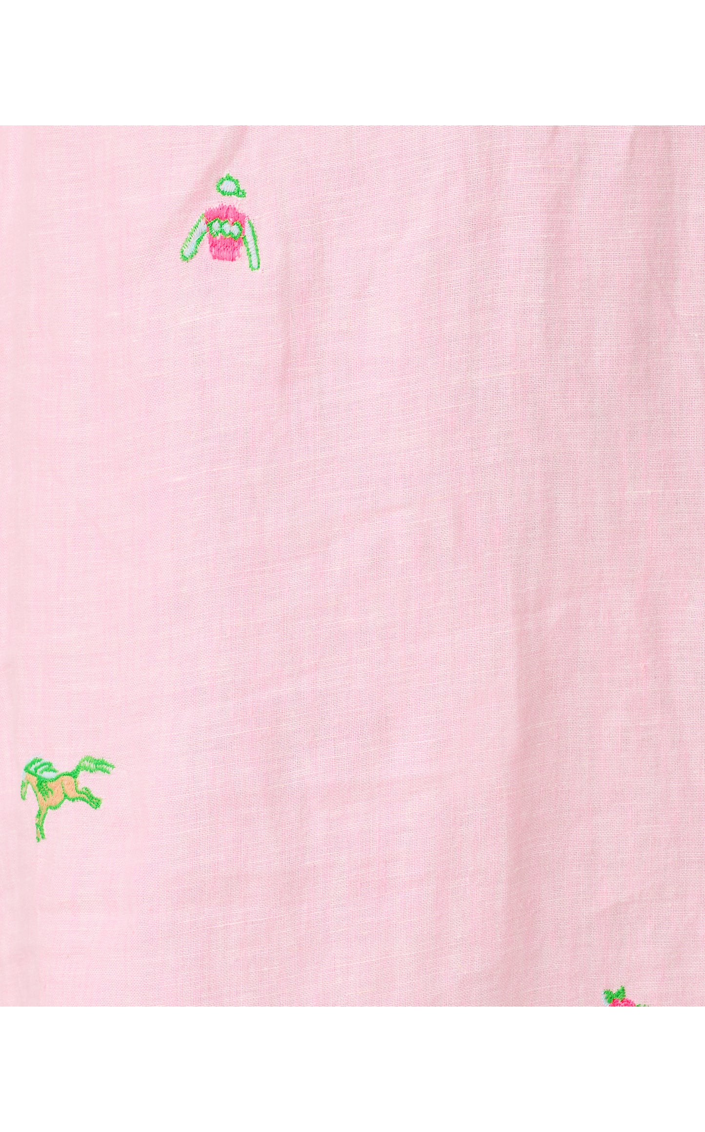 Mialeigh Elbow Sleeve Linen Dress - Conch Shell Pink Derby Ditsy Embroidery