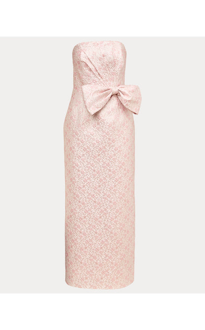 Tiernan Strapless Maxi Dress - Conch Shell Pink Ritsy Ditsy Metallic Brocade
