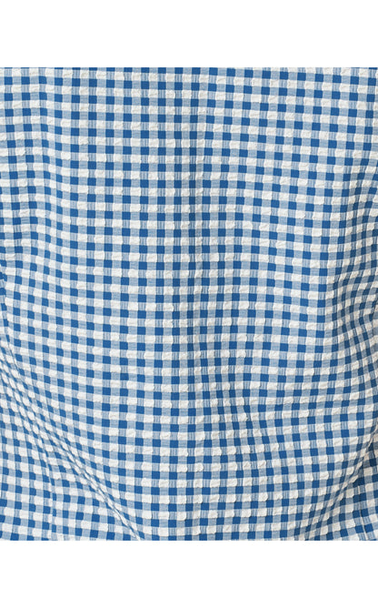 UPF50+ Kathy Flounce Dress - Starlight Navy Mini Performance Gingham