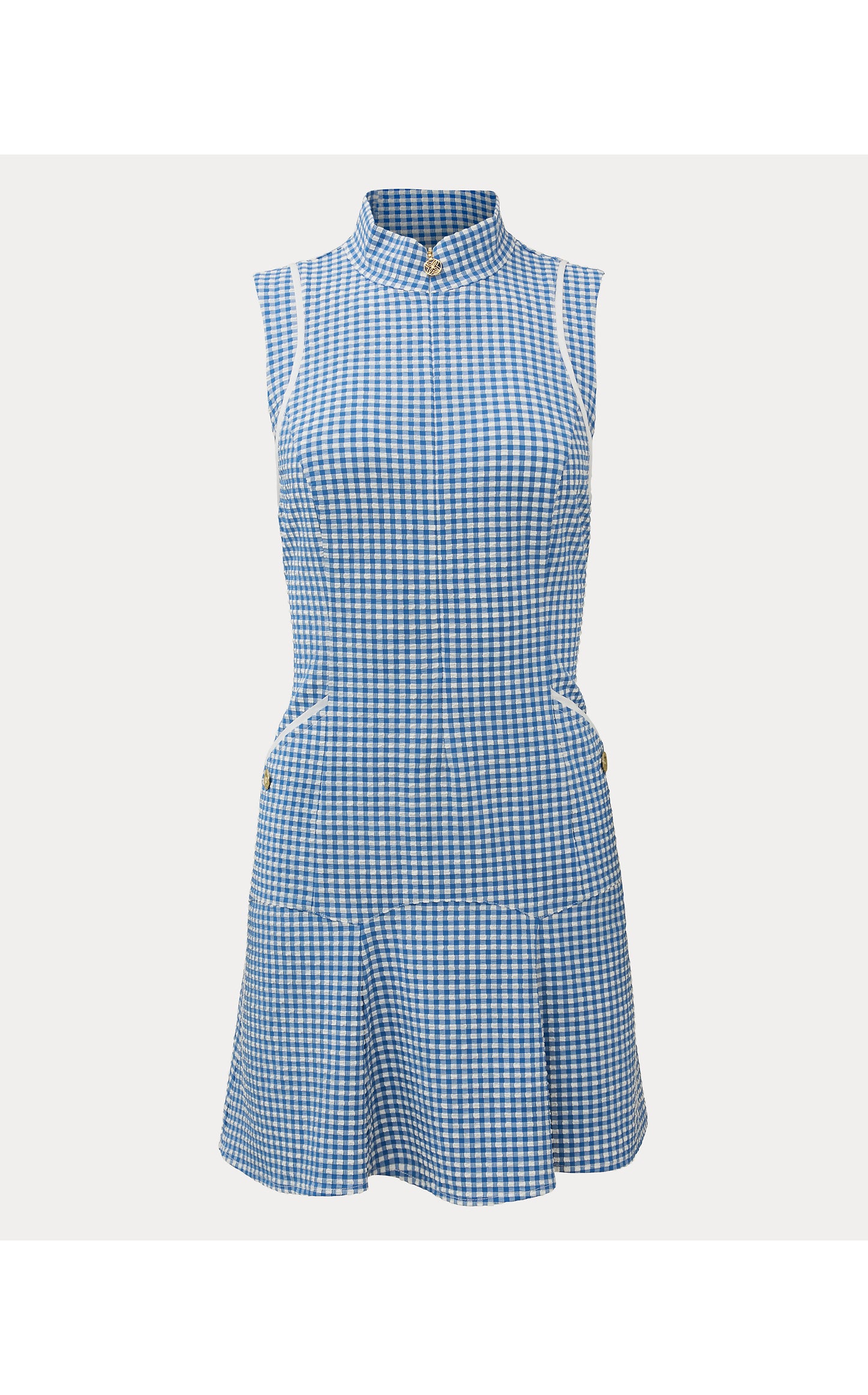 UPF50+ Kathy Flounce Dress - Starlight Navy Mini Performance Gingham