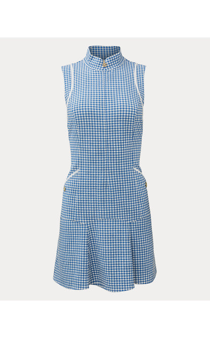 UPF50+ Kathy Flounce Dress - Starlight Navy Mini Performance Gingham