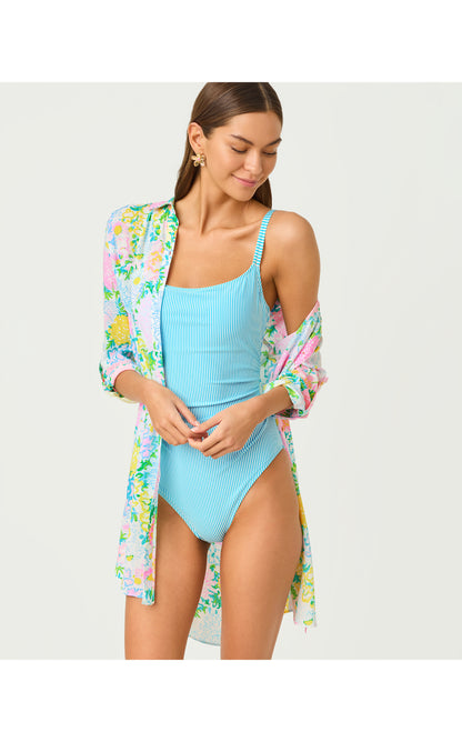 Napili One Piece - Capri Blue Seersucker Stripe