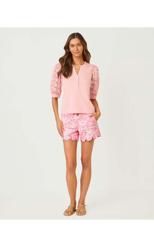 Ronson Eyelet Knit Top - Pink Muse
