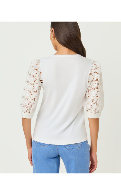Ronson Eyelet Knit Top - Resort White