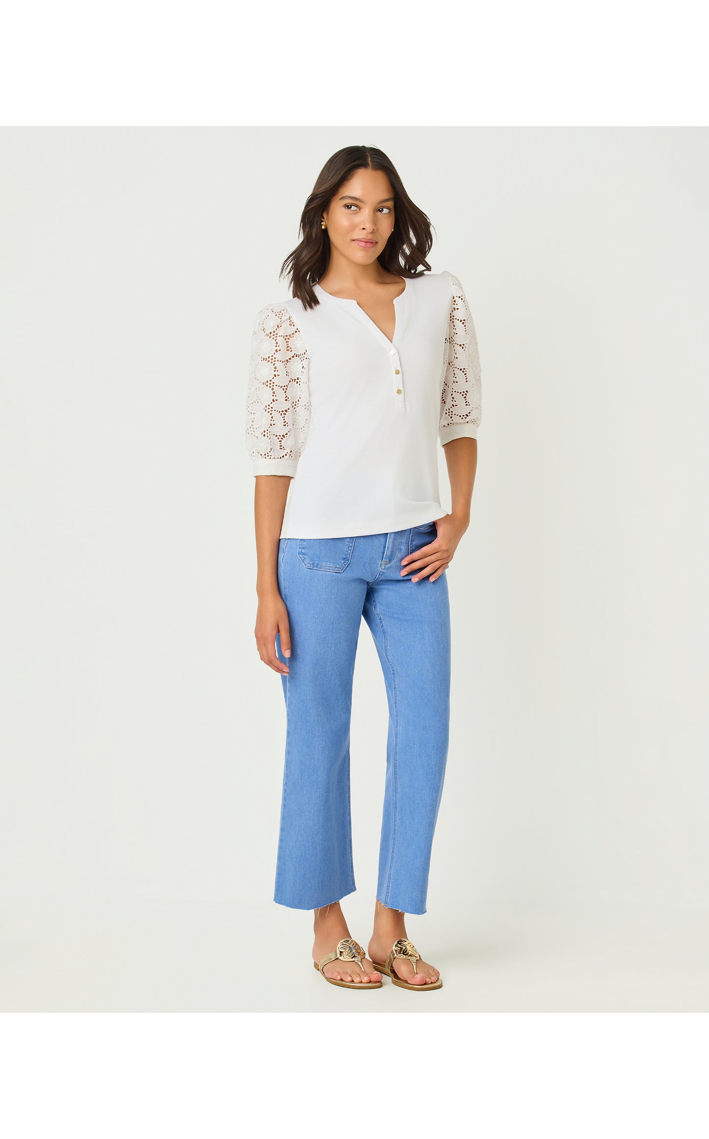 Ronson Eyelet Knit Top - Resort White